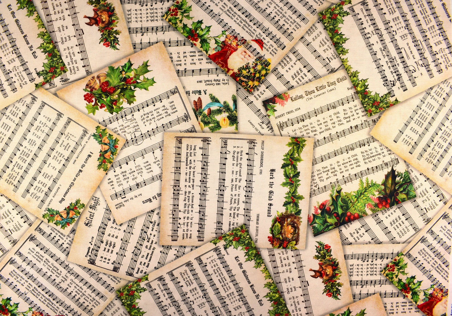 Christmas Carols Fabric Christmas Sheet Music Fabric Cotton Etsy UK