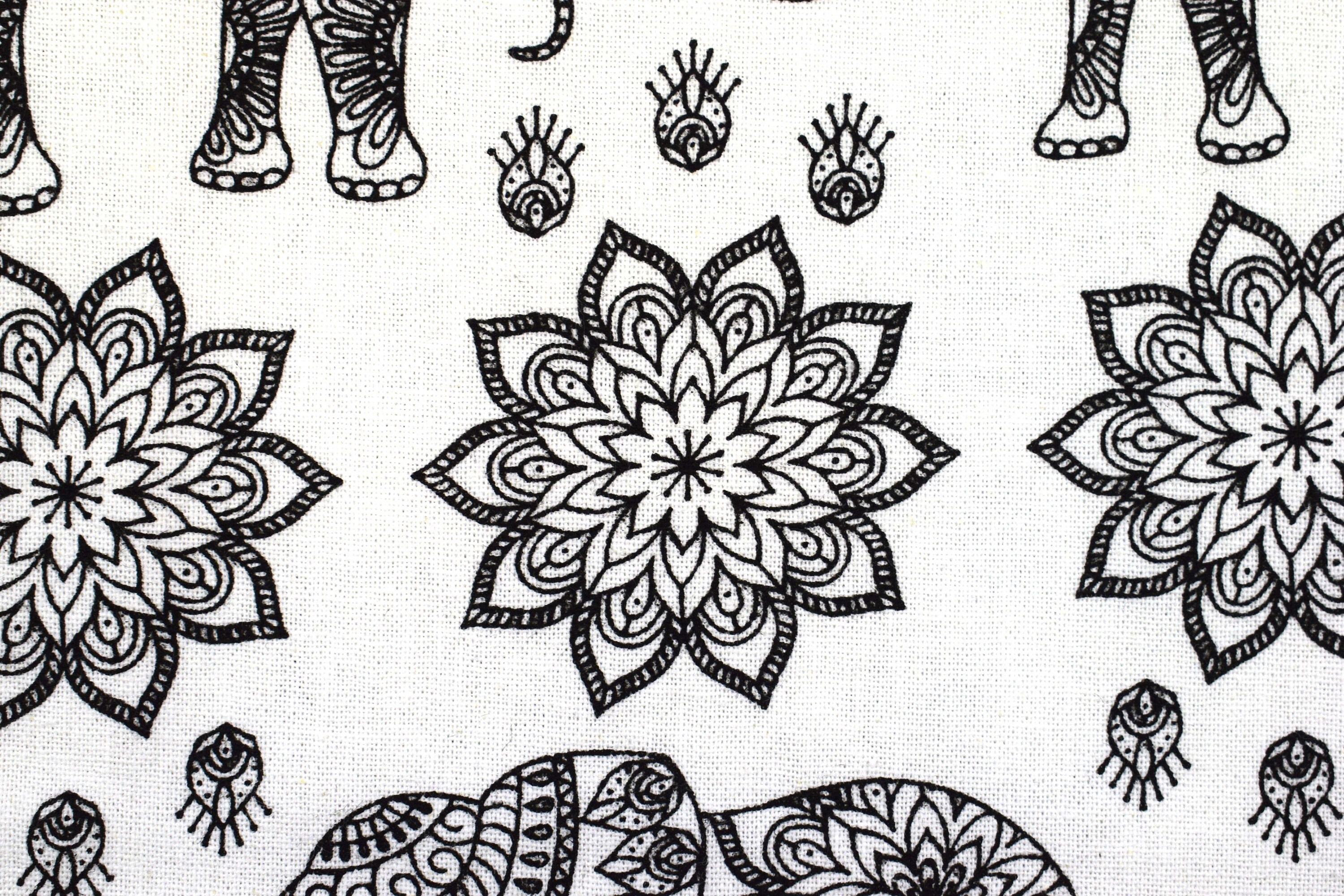 Elephant Fabric Quilting Fabric Black and White Elephants Etsy UK