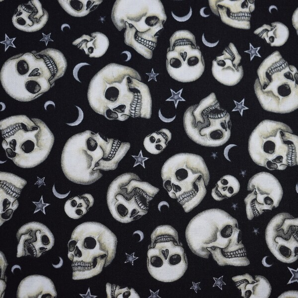 Skull fabric, moon fabric, start fabric, wizard fabric, Quilting fabric, cotton fabric, quilting treasures, Price by the Half Metre