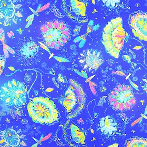 Blue Dragonfly Quilting Fabric: Dragonfly Dance Range - Price per Half Metre