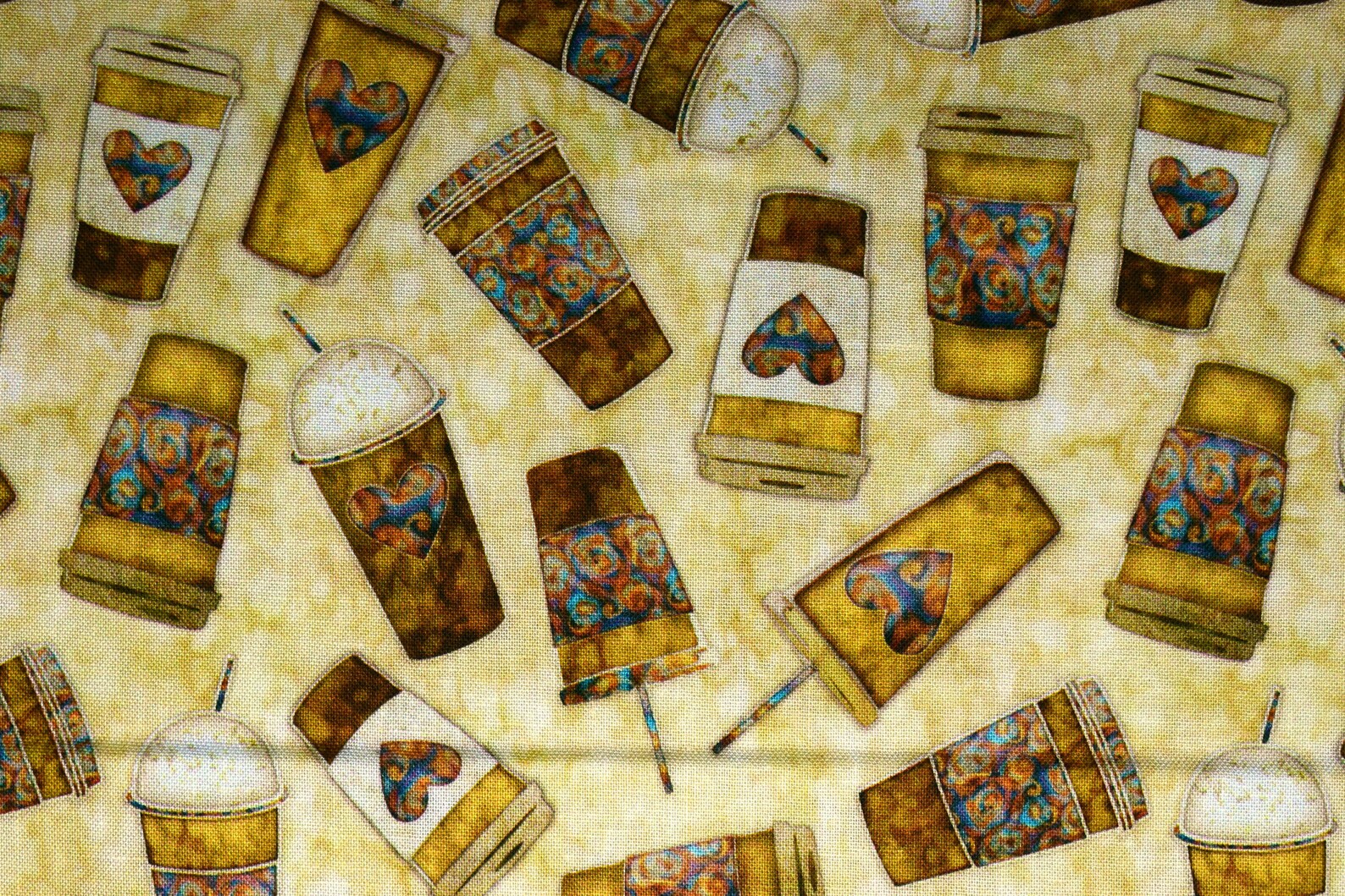 Carryout Coffee Cups Fabric Quilting Fabric Cotton Fabric Etsy UK