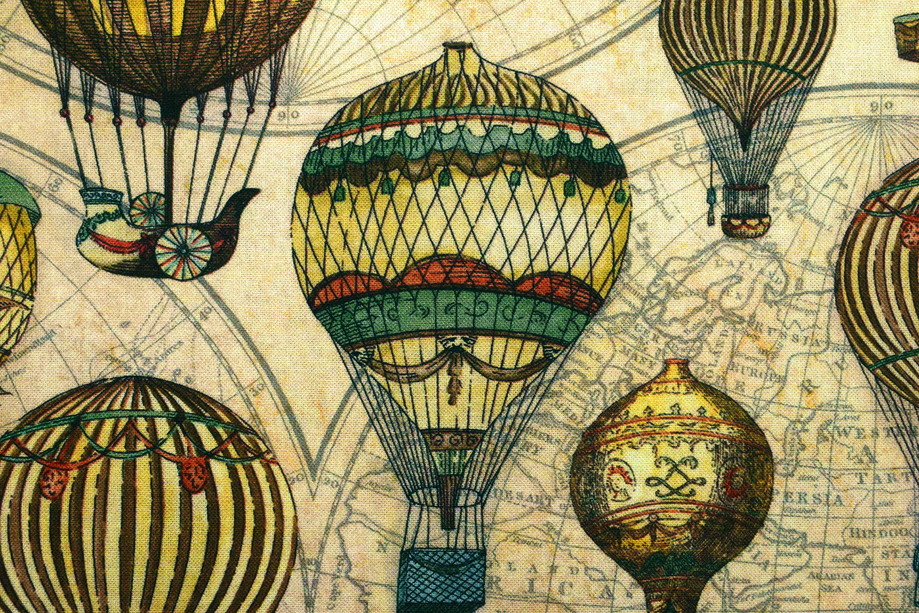 Hot air balloon fabric quilting fabric vintage hot air Etsy