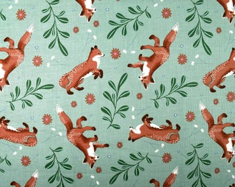 Fox Cotton Fabric: Woodland Magic Quilting Material - - Price by Half Metre