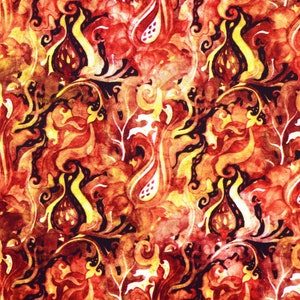 Dragon Fire Cotton Fabric: Flames Print, Quilting Treasures - Price by Half Metre
