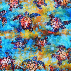 Turtle Cotton Fabric: Oceana  range, quilting fabric - Price by Half Metre