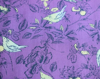 Bird Floral Cotton Fabric: Makower Quilting Fabric - Price by Half Metre