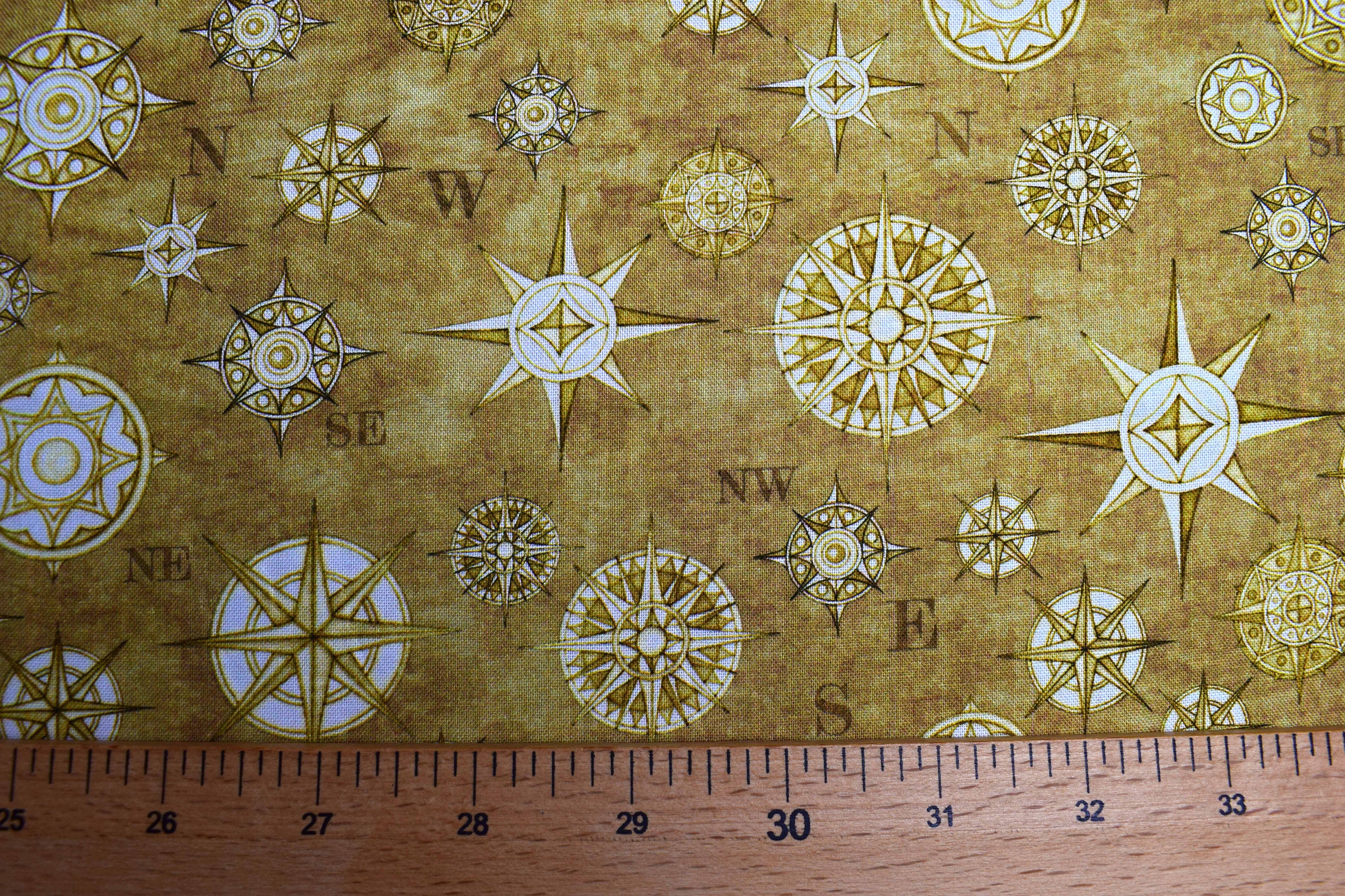 Beige Compass fabric Quilting fabric cotton fabric quilting Etsy