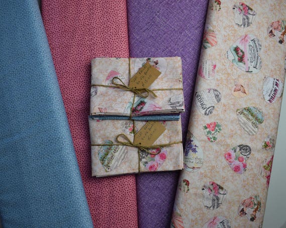 BEIGE MULTI Meter//Fat Quarter//FQ Cotton Fabric Heart Sewing Craft Valentine LOVE