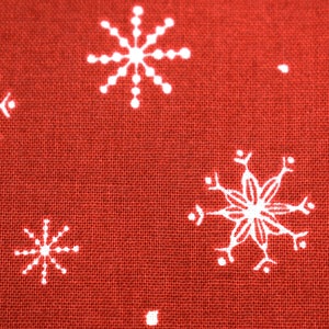 Red Snowflake Cotton Fabric: Christmas Quilting Fabric - Price by Half Metre