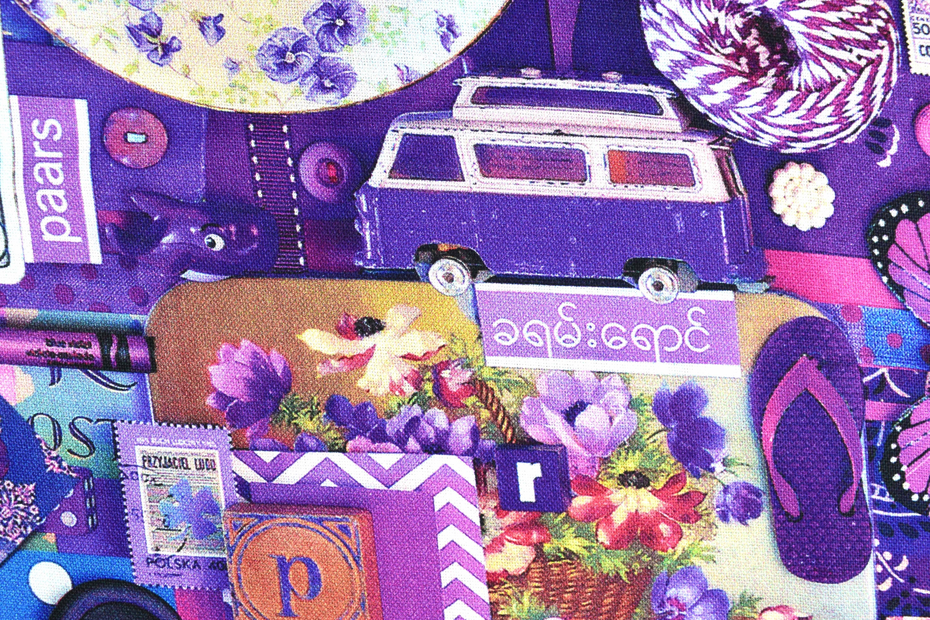 Purple Color Collage Quilting Fabric Purple Scrap Book