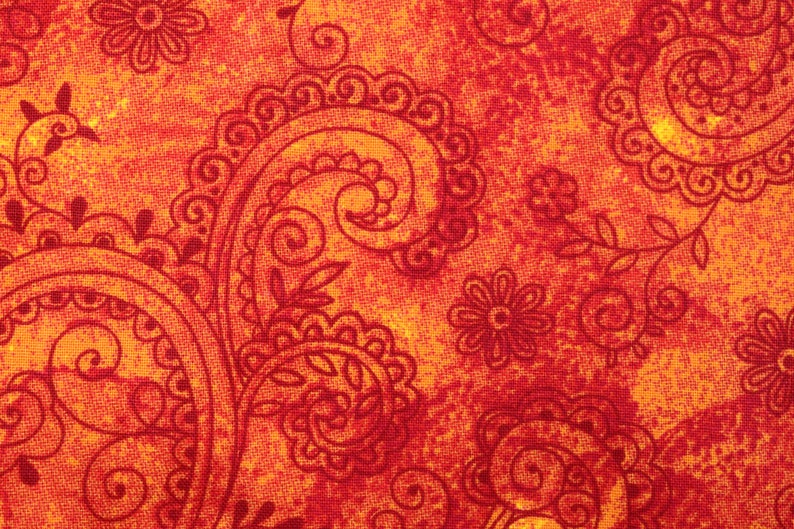 price per half metre Paisley fabric Burnt Orange Extra wide quilt backing fabric