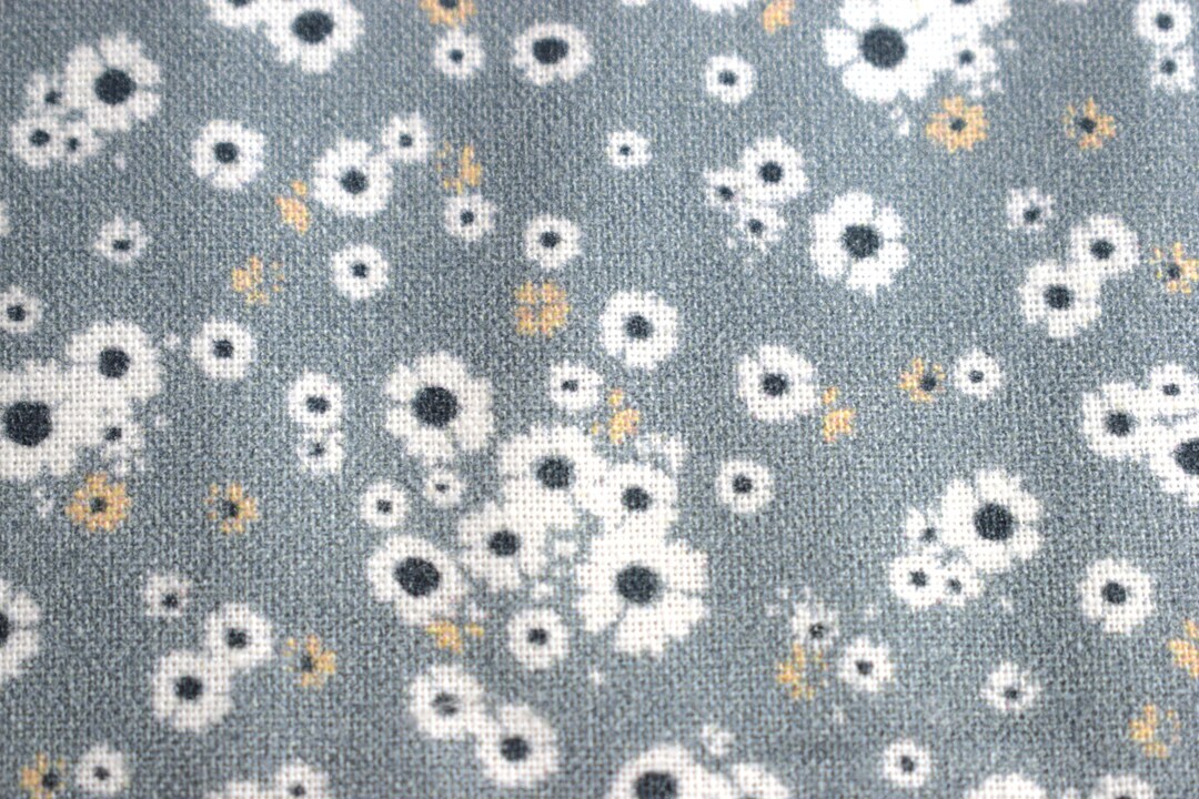 Grey Floral Fabric, Flower Quilting Fabric, Cotton Fabric, Grey Fabric, Daisy Fabric, Gray