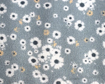 Grey floral fabric, flower Quilting fabric,  cotton fabric, grey fabric, daisy fabric, Gray quilting fabric  Price by the Half Metre
