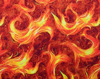 Flame Print Cotton Quilting Fabric – Dragon Fire Design - Price by Half Metre