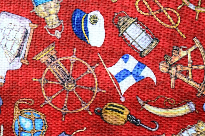 Red Nautical Fabric Quilting Fabric Smooth Sailing Price by Etsy