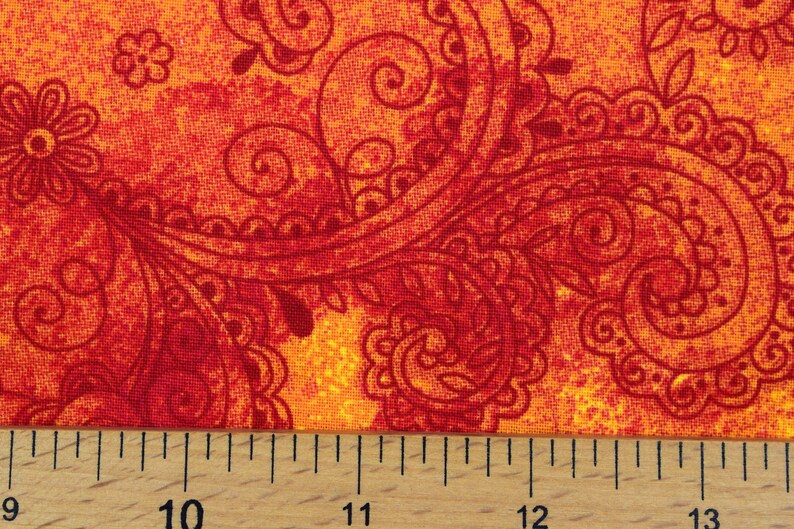 price per half metre Paisley fabric Burnt Orange Extra wide quilt backing fabric