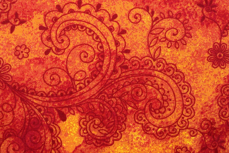 price per half metre Paisley fabric Burnt Orange Extra wide quilt backing fabric