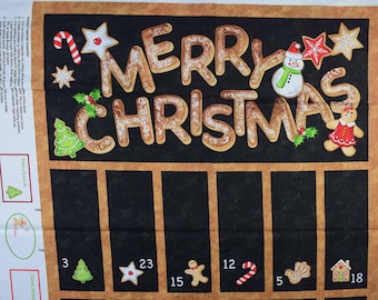 Christmas Advent Calendar Fabric Panel: Reusable Countdown, "Sugar Coated" Design