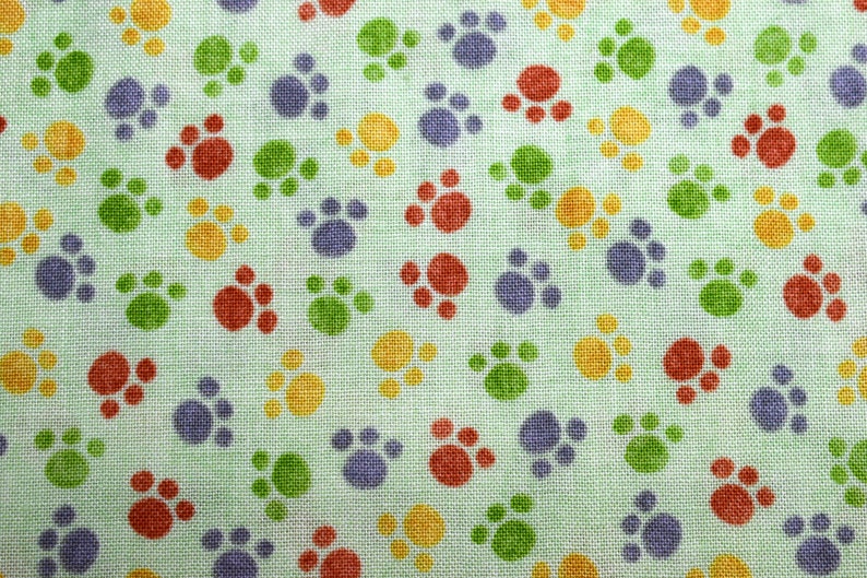 paw print fabric, jungle buddies fabric, Quilting fabric, cotton fabric, quilting treasures, childrens fabric, Price by the Half Metre image 1