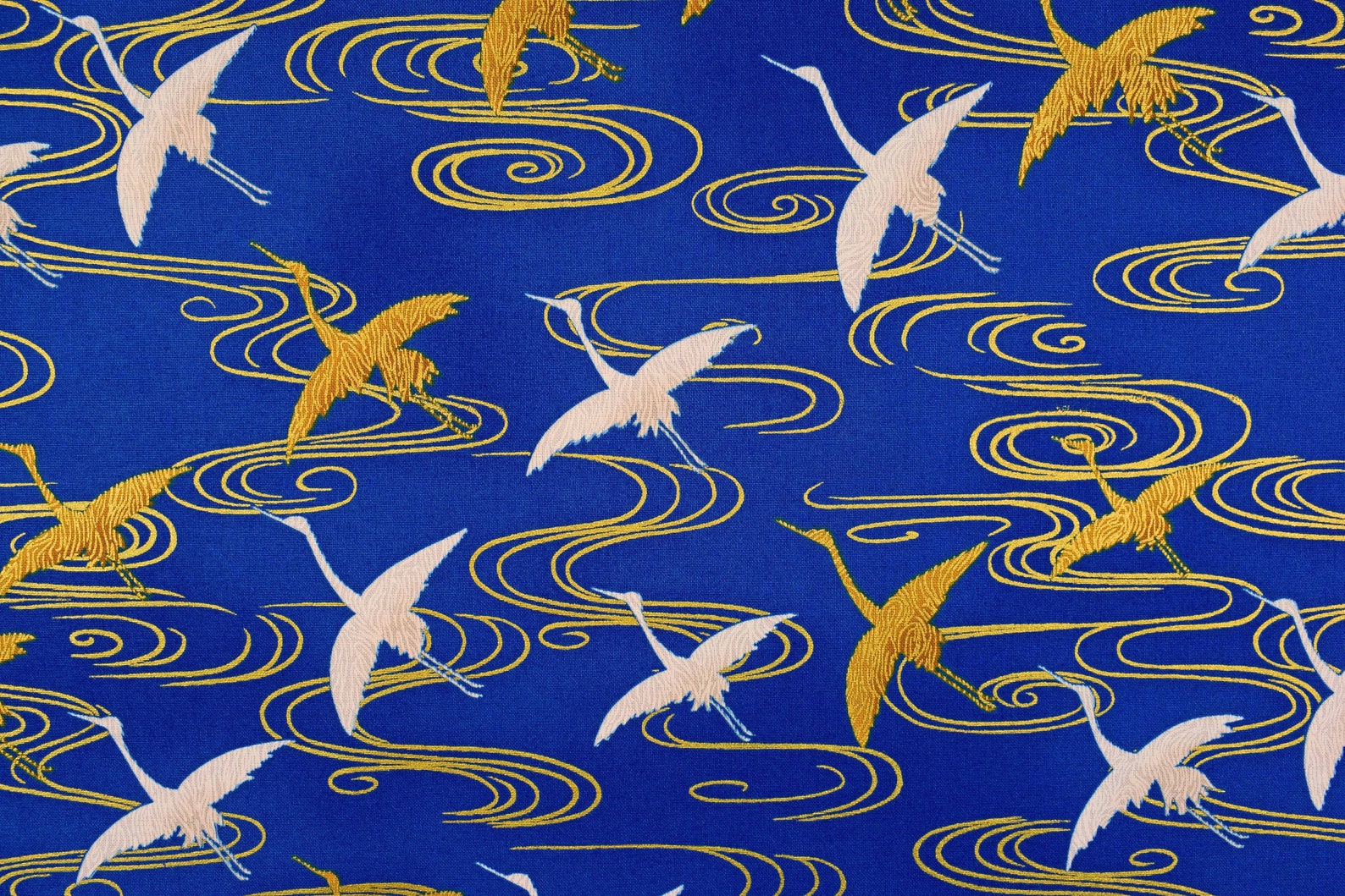 Japanese crane fabric oriental cotton quilting fabric | Etsy