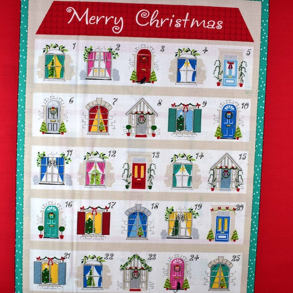 Merry Christmas fabric advent calendar panel, re-usable advent calendar