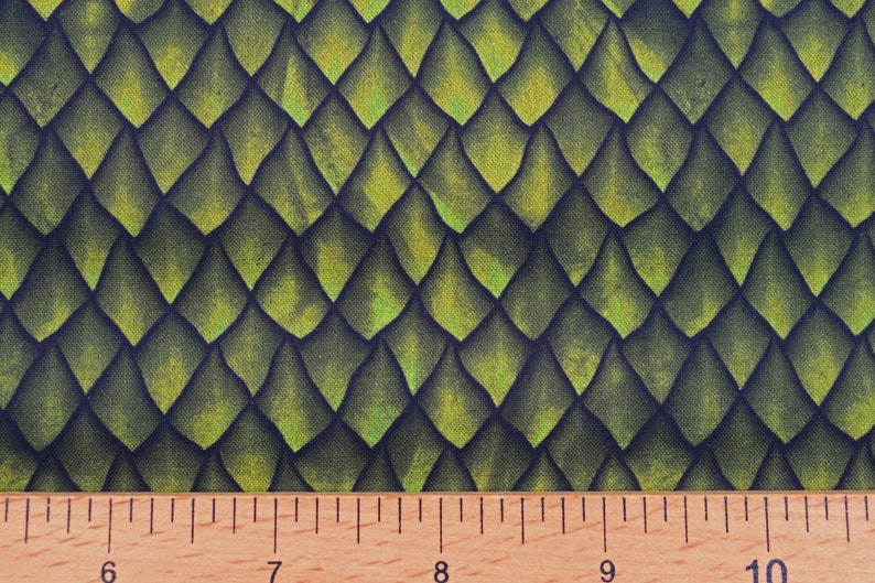 Green Dragon Scales Fabric Quilting Fabric the Ancients Etsy
