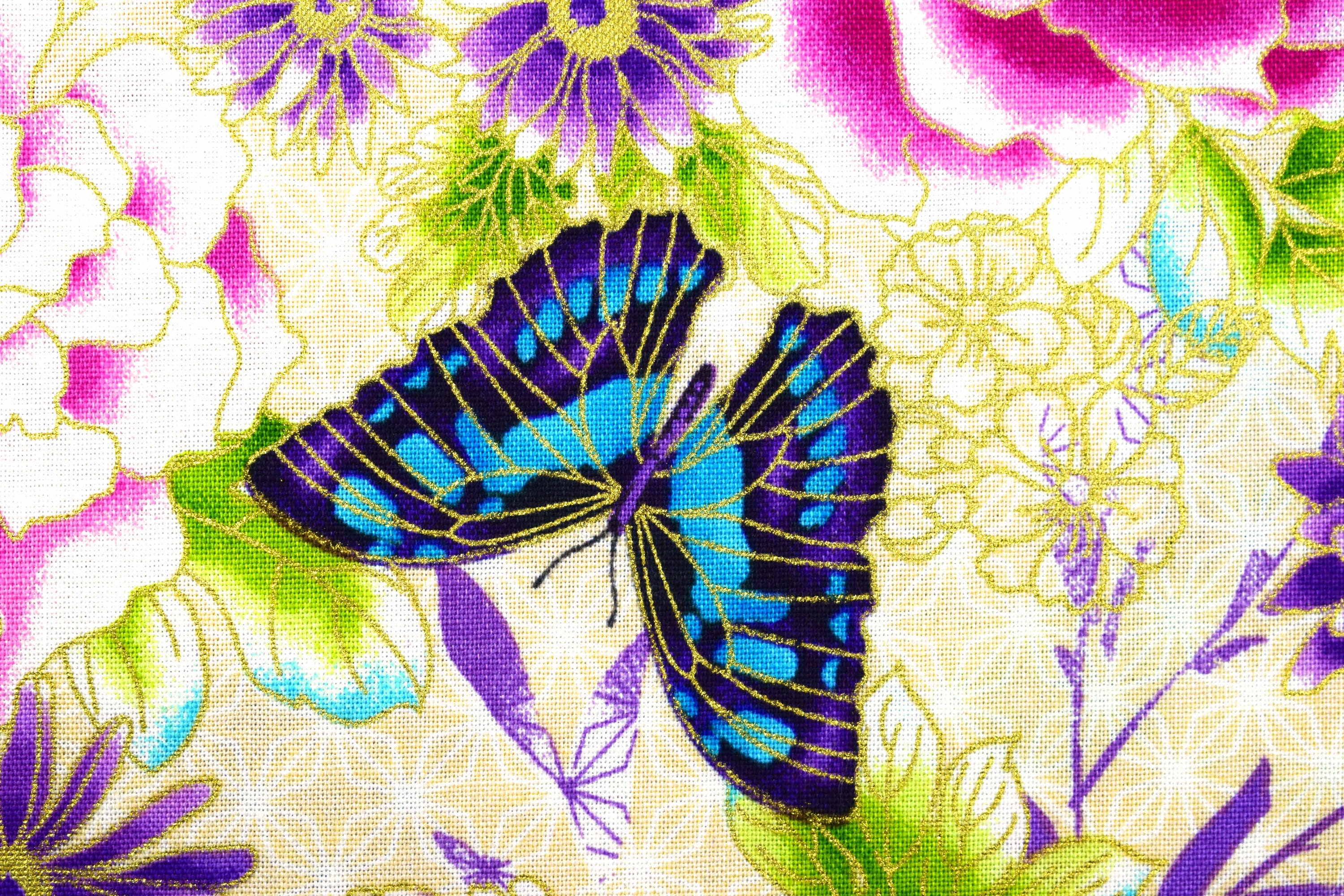 Butterflies and Flowers Fabric Quilting Fabric Cotton Etsy
