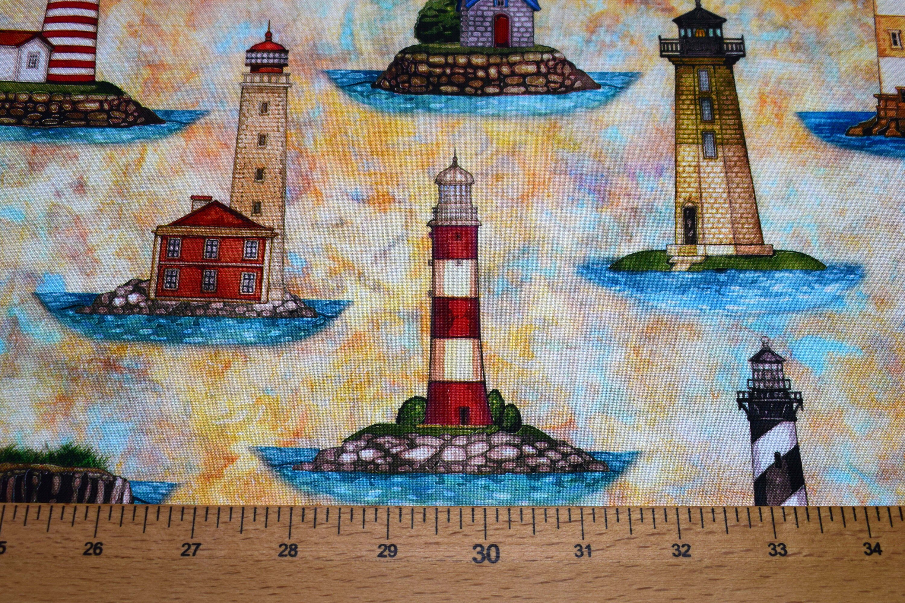 Lighthouse Fabric Quilting Fabric Smooth Sailing Price by Etsy