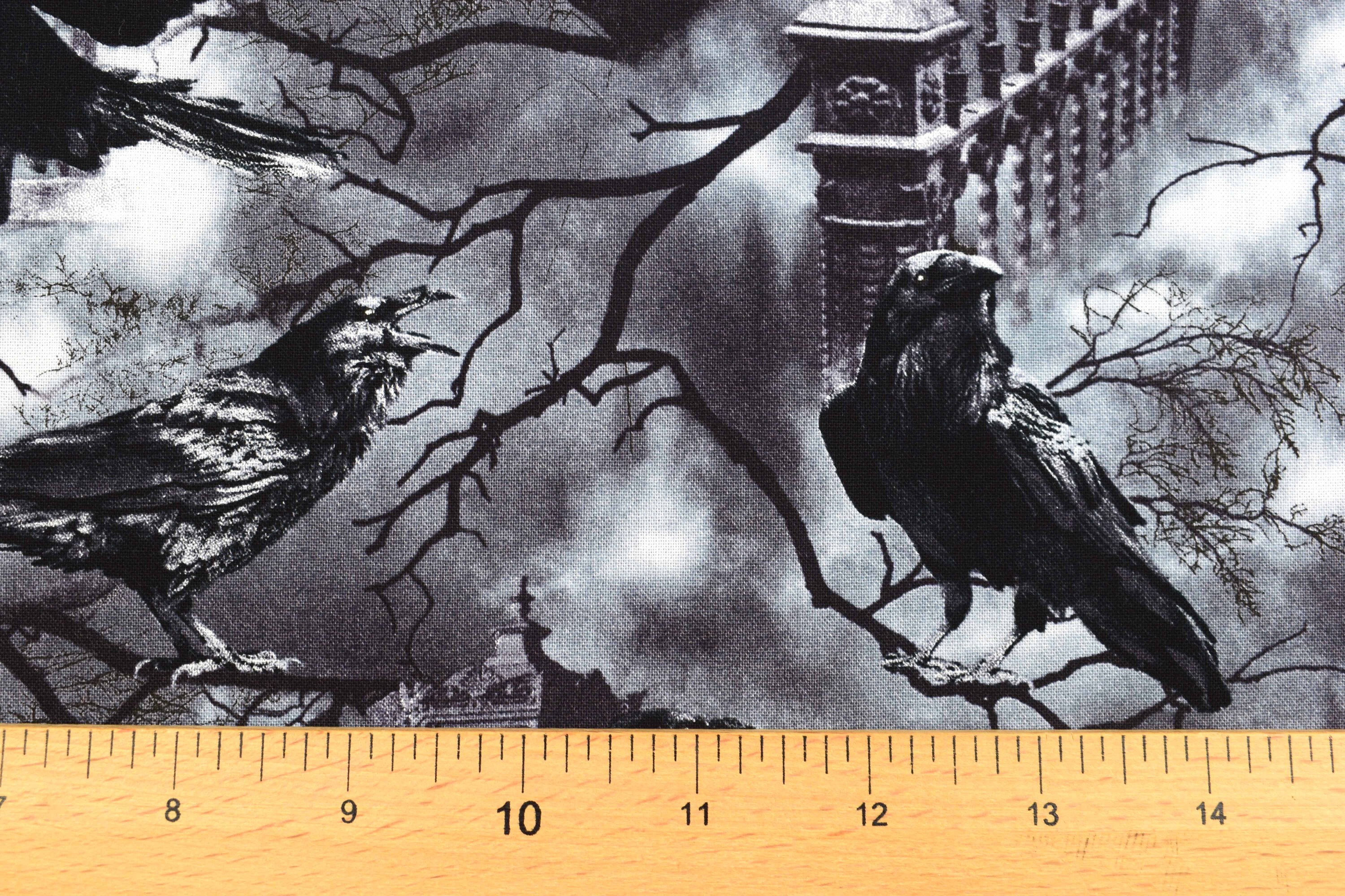 Raven Fabric Halloween Fabric Gothic Horror Fabric Quilting Etsy