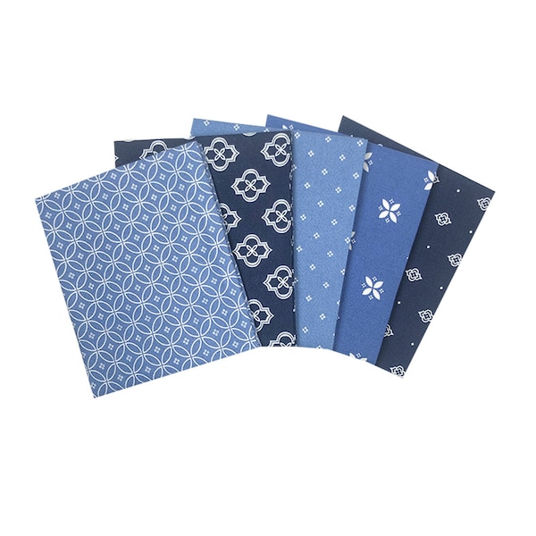 Blue fat Quarter Bundle, blender fabric, quilting fabric, Essential mosaics Blue