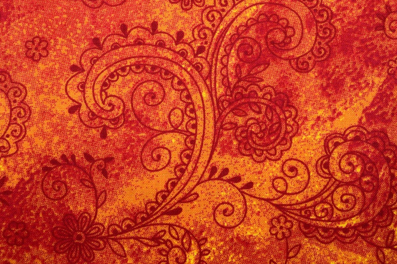 price per half metre Paisley fabric Burnt Orange Extra wide quilt backing fabric