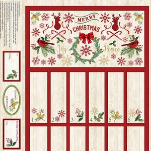 Merry Christmas Fabric Advent Calendar Panel: Reusable Quilting Project