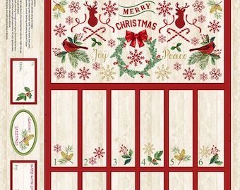 Merry Christmas Fabric Advent Calendar Panel: Reusable Quilting Project
