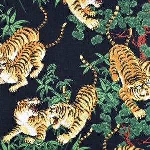 Tiger fabric, oriental cotton quilting fabric, Imperial collection Robert Kaufman -  Price by the Half Metre