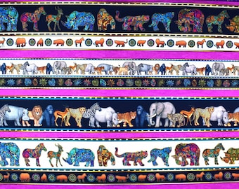 Animal Border fabric, Quilting fabric, cotton fabric, quilting treasures, Serengeti,  Price by the Half Metre