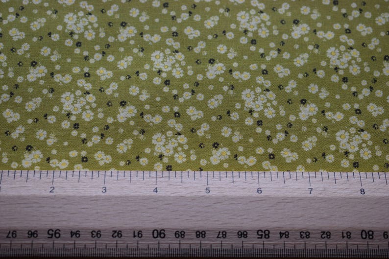 Lime Green Floral Fabric Flower Quilting Fabric Cotton Etsy UK