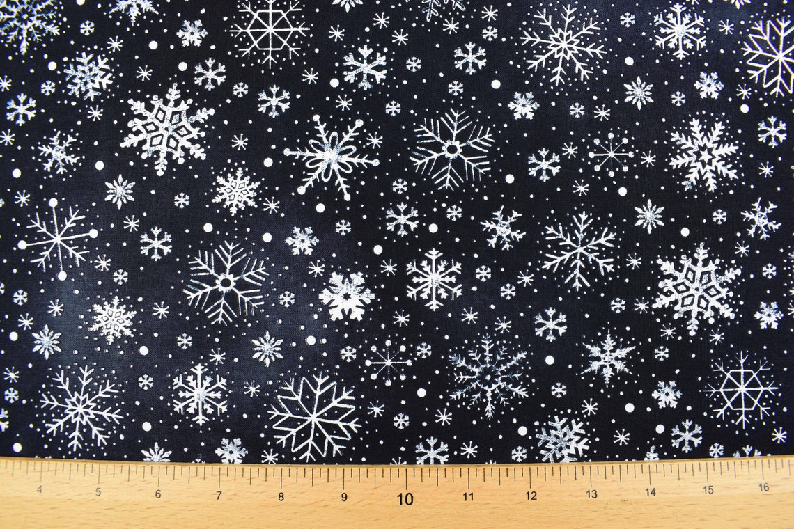 Black Snowflake Fabric Quilting Fabric Timeless Treasures Etsy Singapore