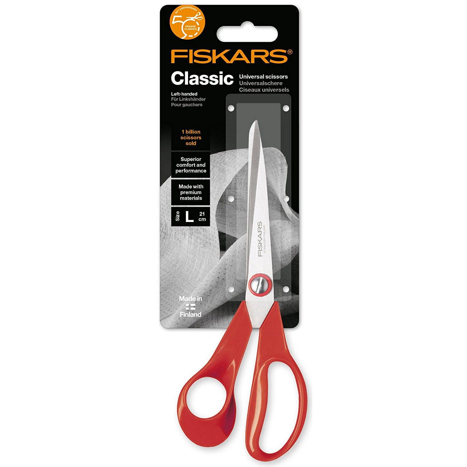 Fiskars Scissors 8 inch Left Hand, Orange