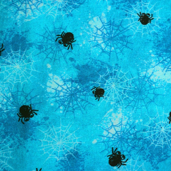 scary spider fabric, Halloween fabric, quilting fabric, cotton fabric - Price by the Half Metre