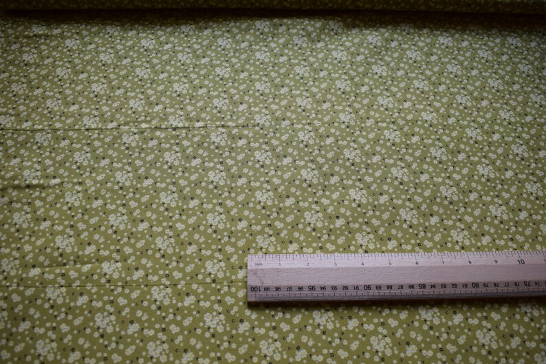 Lime Green Floral Fabric Flower Quilting Fabric Cotton Etsy UK