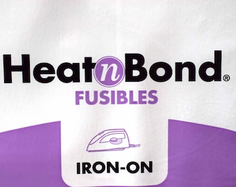 May include: Heat n Bond fusible fabric, a white package with purple accents, featuring the brand name and the words "Fusibles" and "Iron-On".