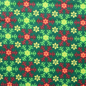 Green snowflake fabric, Santa&#39;s List, Christmas Quilting fabric, price by the half metre