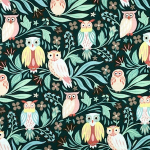 Owl Fabric: Woodland Creatures Cotton Quilting  Dear Stella - Price by Half Metre