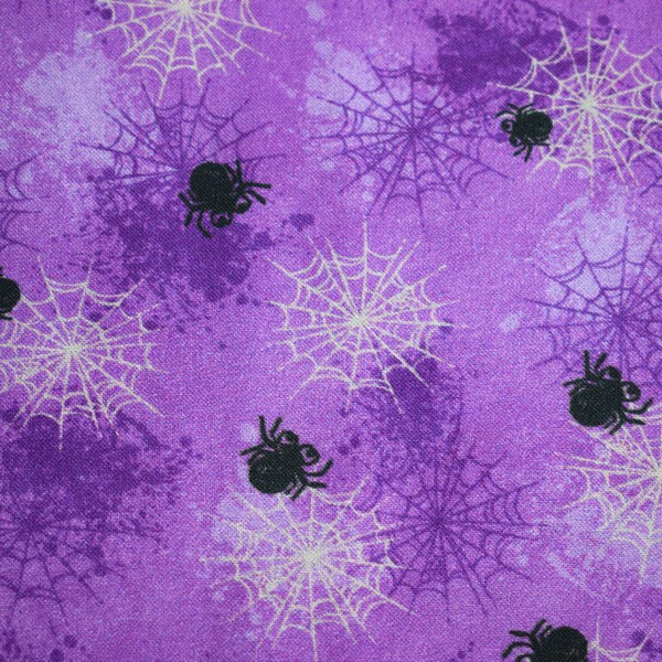 Halloween fabric, spider fabric, Spooky fabric, quilting fabric, childrens fabric, cotton fabric,  cobweb fabric  Price by the Half Metre