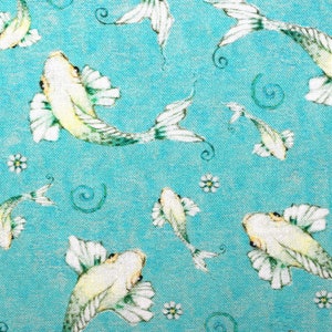 Blue Koi Fish Cotton Fabric - Quilting Treasures - Price by Half Metre