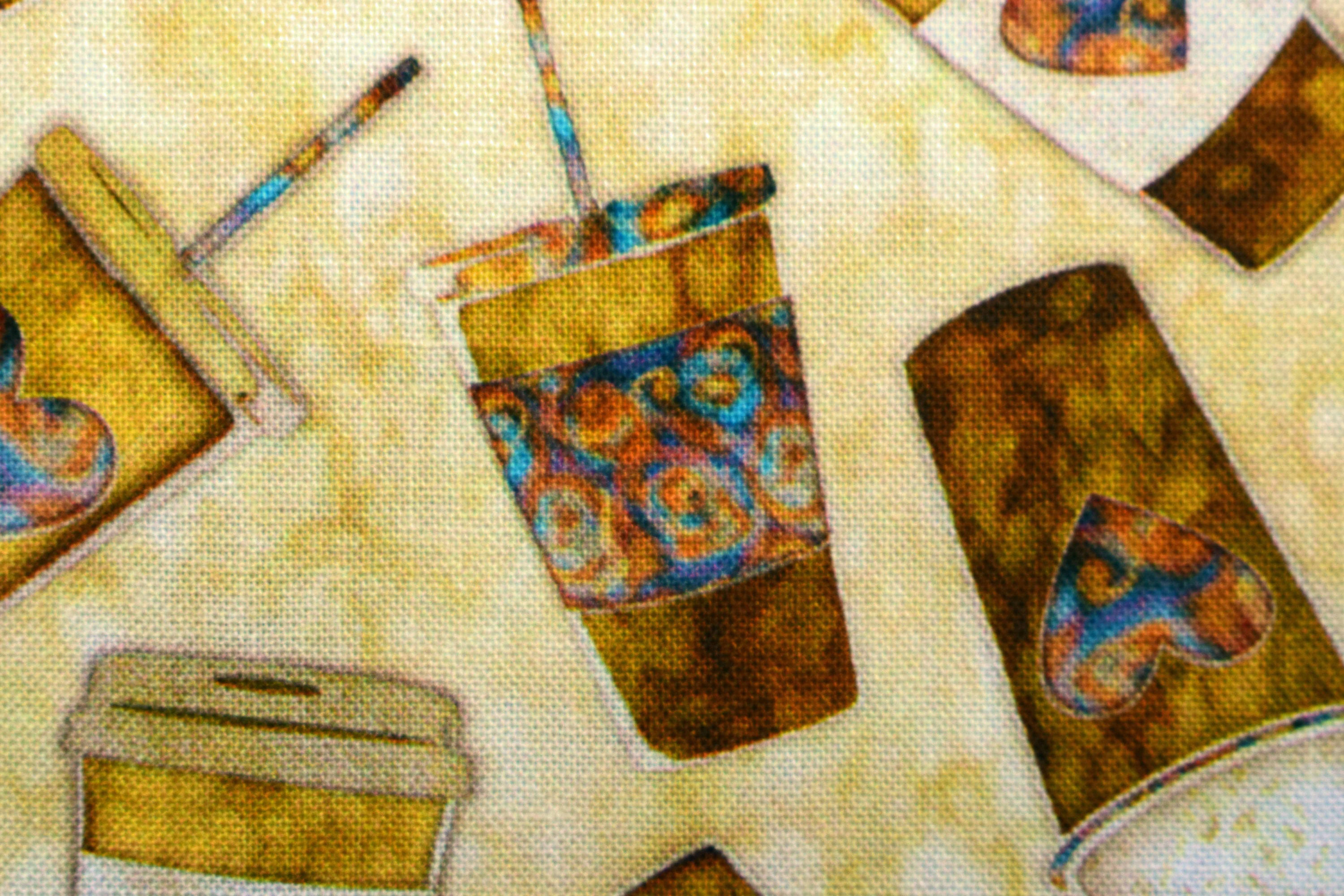 Carryout Coffee Cups Fabric Quilting Fabric Cotton Fabric Etsy UK