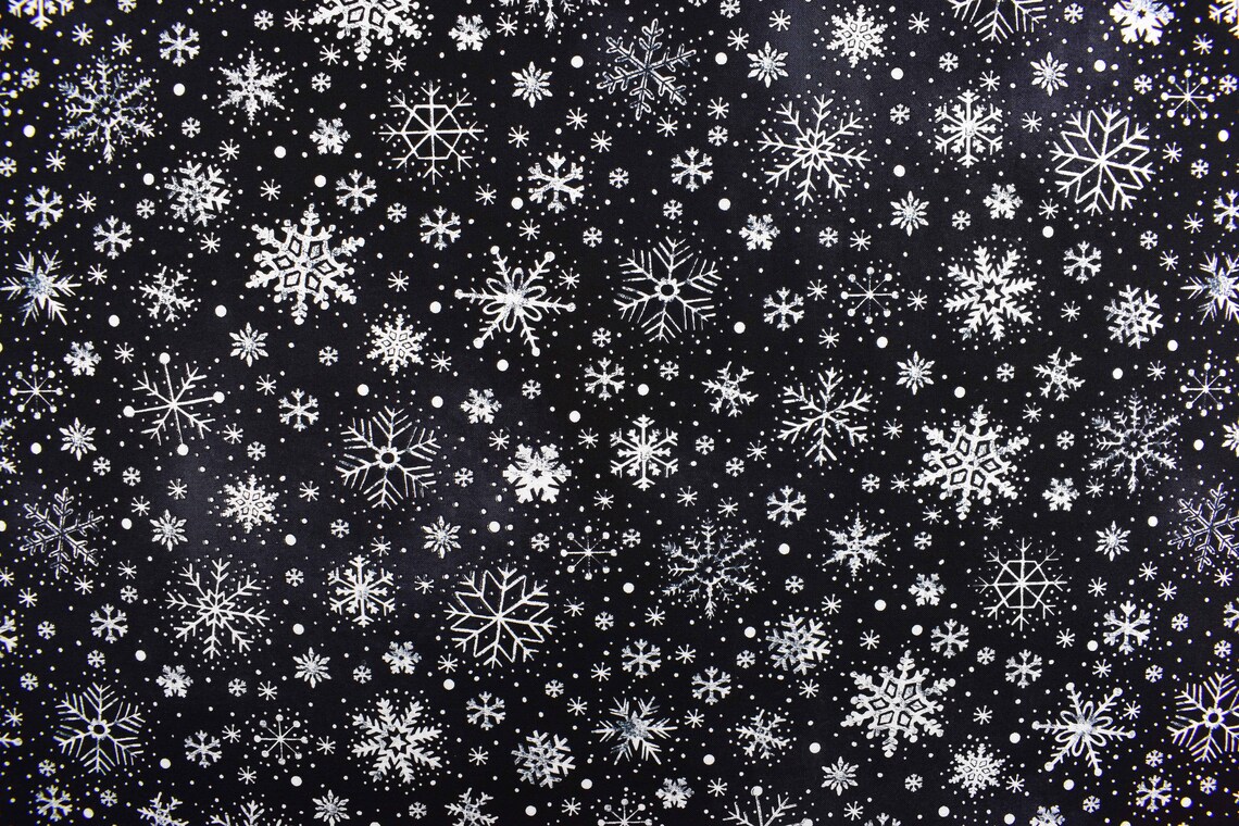 Black Snowflake Fabric Quilting Fabric Timeless Treasures Etsy Singapore