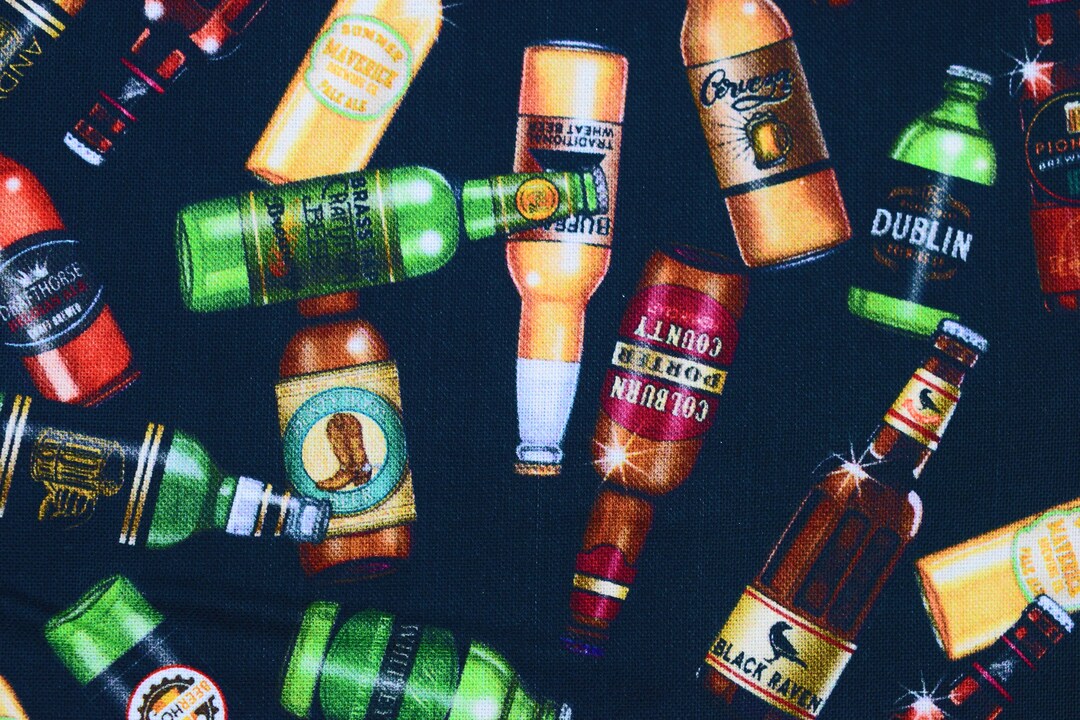 Beer Bottle Fabric, Quilting Fabric, Cotton Fabric, Quilting Treasures