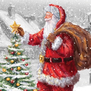 Father Christmas fabric panel, cotton Quilting  panel