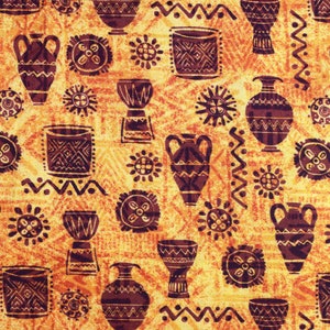African Pottery Fabric: Michael Miller Cotton Quilting Fabric - Price by Half Metre